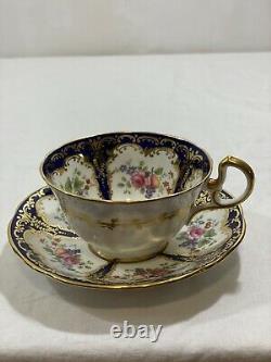 Ensemble Antique De 9 Aynsley Cobalt Blue Band Gold Trim Rose Fruit Tea Cup&saucer