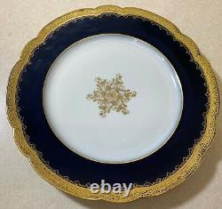 Ensemble Vintage De 8 Limoges France Cobalt Blue & Gold Dinner Plate M. Redon