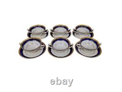 Ensemble de 6 bols à soupe en porcelaine bleue cobalt et or Antique Tiffany & Co Minton.