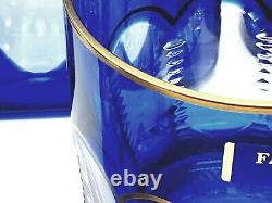 Faberge Egg Russe Cobalt Bleu Cristal Operetta 24k Gold Whiskey Glass Decanter