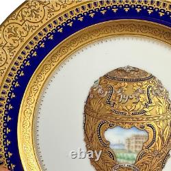 Faberge Imperial Heritage Cobalt Blue Gold 7 7/8 Plaque De Salade Peter The Great