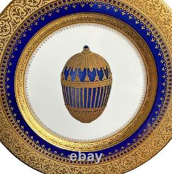 Faberge Imperial Heritage Plaque De Salade D'or Bleu Cobalt Enameled Gold Easter Egg