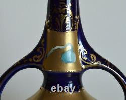 Fabuleux Cobalt Royal Nishiki Nippon Deux Poignées Bouteille / Vase Gold & Poppies