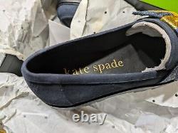 Femmes Kate Spade Leandra Lug Mocassin en Daim Bleu Blazer-Or Taille 8.0 Neuf Dans la Boîte