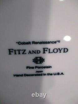 Fitz & Floyd Renaissance Cobalt Bleu Japon Or Rim 12 Plaques De Dîner 10 1/4 Wid