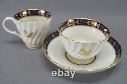Flight Worcester Cobalt Blue & Gold Thistle 4 Pieces Set Tasses & Assiette 1792 1807