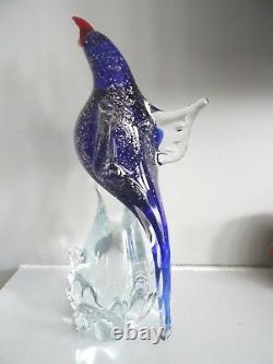 Formia Murano Art Glass Maestro Francesco Sculpture D'oiseau Figurine Or Fleck