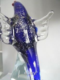 Formia Murano Art Glass Maestro Francesco Sculpture D'oiseau Figurine Or Fleck