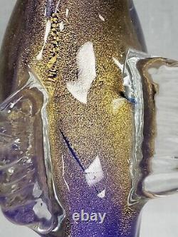 Formia Vetri DI Murano Oiseau De Paradis Open Wing 12 Cobalt Gold Glass Figurine