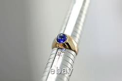 Gia Certifié 8.07 Ct Cobalt Blue Sapphire 18k Rose Gold Homme Anneau