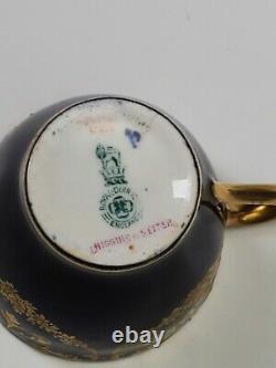 Gorgeous Antique Royal Doulton Cobalt Blue And Gold Porcelain Cup & Soucoupe A