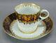 Grainger Worcester Cobalt & Gold Fishscales & Leaves Coffee Cup & Saucer A