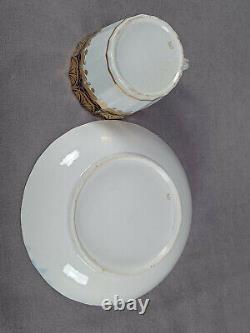 Grainger Worcester Cobalt & Gold Fishscales & Leaves Coffee Cup & Saucer A