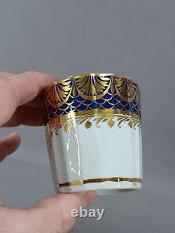 Grainger Worcester Cobalt & Gold Fishscales & Leaves Coffee Cup & Saucer B