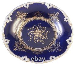Grand Antique 19ème C Meissen Porcelaine Cobalt Bleu & Sauceur D'or Porzellan Allemand