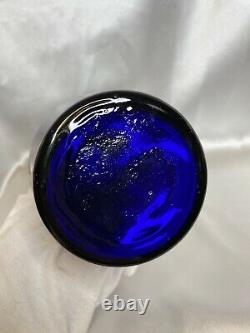 Grand Antq Czech Bohemia Moser Cobalt Blue 22k Gold Ottoman Spire Decanter