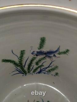 Grand Porcelaine Limoges Style Cobalt Blue & Gold Gilding Fish Bowl Planter