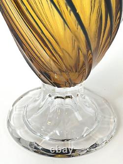 Grand vase MANNEQUIN en verre d'art italien soufflé et taillé à la main de couleur bleu cobalt et or de MARIO CIONI