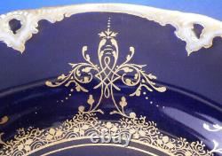 Grande soucoupe en porcelaine de Meissen du 19e siècle, antique, bleu cobalt et doré, porzellan allemand.
