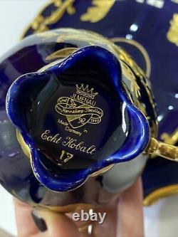 Jlmenau Echt Kobalt Cobalt Blue Gold Scroll Demitasse Cup & Soucoupe Set Rda