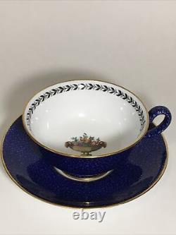La Chine D'angleterre Cobalt Blue & Gold Tea Cup Saucer R8606 D'antique Spode Copeland