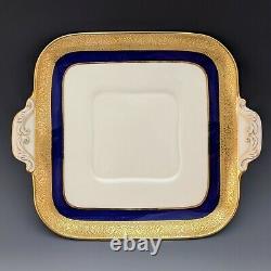 Lenox Chine Westchester Cobalt Bleu Cake Plate Square M139k Or Incrusté C1915