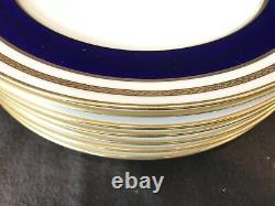Lenox E66b Tiffany & Co Dinner Plate Cobalt Blue Gold Incrusted Antique Set Of 7