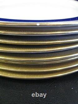 Lenox Ovington China 8 J19k Cobalt Blue - Or Encrusted Salad Plates C 1912