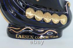 Limoges Castel Larsen Cognac Viking Ship Cobalt And Gold Decanter Bouteille 1680b