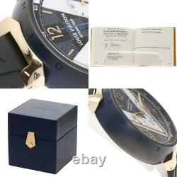 Louis Vuitton Tambour Damier Cobalt Montres Qa090z Acier Inoxydable/rubber Hommes