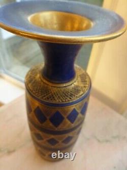 Mary Rich Studio Pottery Vase Cobalt Bleu Or Lustre ±23cm 9 Pouces De Haut Signé