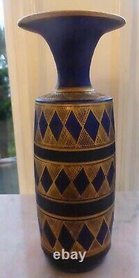 Mary Rich Studio Pottery Vase Cobalt Bleu Or Lustre ±23cm 9 Pouces De Haut Signé