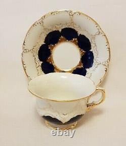 Meissen Porcelaine Cobalt Blue & Gold Incrusted Demitasse Cup & Soucoupe Set