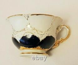 Meissen Porcelaine Cobalt Blue & Gold Incrusted Demitasse Cup & Soucoupe Set