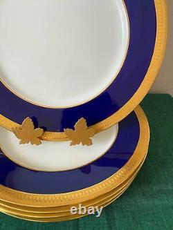Minton Cobalt Blue & Gold #g6262 Large Service Plates Set 6 Livraison Gratuite
