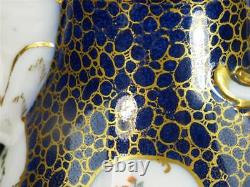 N847 Antique 18th Century Meissen Porcelaine Cafetière Cobalt Bleu - Or