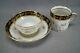 Nouveau Motif De La Salle 243 Cobalt & Gold Leaf Trio Tea Bowl Coffee Can & Saucer 1795 C