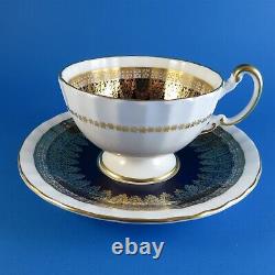 Oban Shape Cobalt Blue And Rich Gold Design Aynsley Teacup And Saucer Set