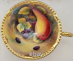 Paragon Golden Harvest Berries Cobalt And Pear Hand Painted Cup And Saucer