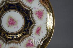 Paragon Roses Roses Cobalt & Gold Empire Forme Chocolate Cup & Saucer Vers 1907