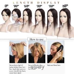 Perruque pour femme en haut de la tête en cheveux humains Remy avec clips, base en soie, pour cheveux fins, aux États-Unis