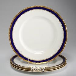 Quatre (4) Vntg. Royal Worcester Aston Cobalt Blue/gold Dinner Plates, 10.75 (c)