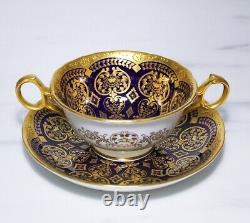 Rare Ancienne Cauldon Tiffany & Co New York Cobalt Gold Gilt Jeweled Cup & Saucer