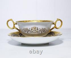 Rare Ancienne Cauldon Tiffany & Co New York Cobalt Gold Gilt Jeweled Cup & Saucer
