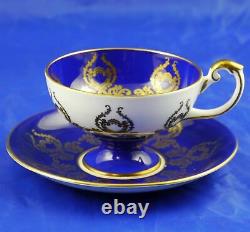 Rare Aynsley Fruit Orchard Cobalt Blue & Gold Gilt Cabinet Pedestal Cup & Saucer