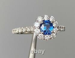 Rare! Gia Cert 1.5 Ct Cobalt Spinel Luc Yen & D Vs1 Diamond Ring 14k Or Blanc