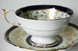 Rare Paragon Tea Cup Floating Rose Cobalt Gold Double Mandat