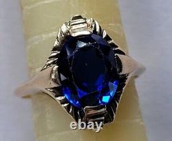 Regal Art Deco 5ct Vivide Royal Blue Cobalt Spinel Solide 10k Or Anneau Pas Scrap