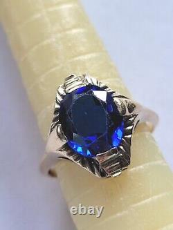 Regal Art Deco 5ct Vivide Royal Blue Cobalt Spinel Solide 10k Or Anneau Pas Scrap