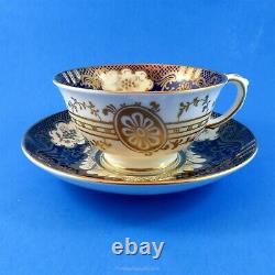 Rich Gold & Cobalt Crown Staffordshire Teacup And Saucer Set